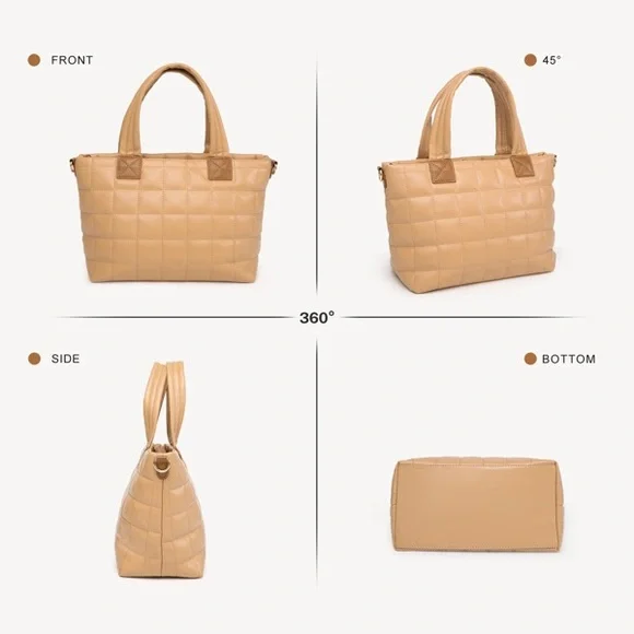 Women’s khaki zipper handbag,hand bag with shoulder strap - Picture 6 of 6